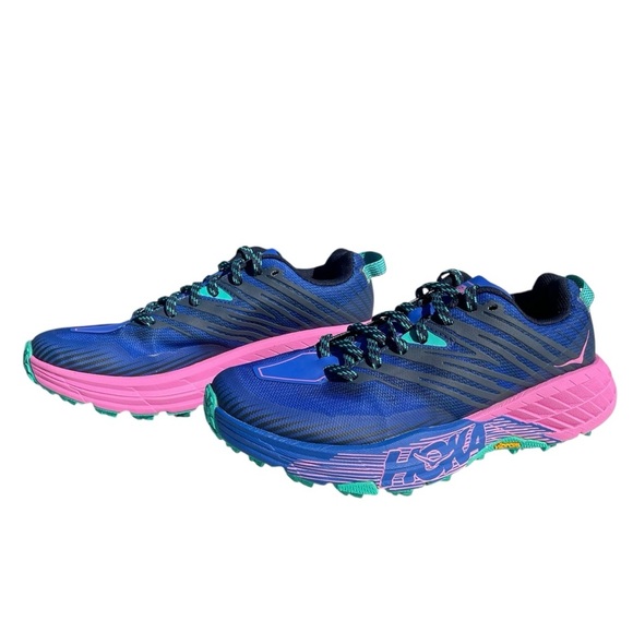 Hoka One One Shoes - Hoka Speedgoat 4 shoes trail running athletic blue pink women’s 7